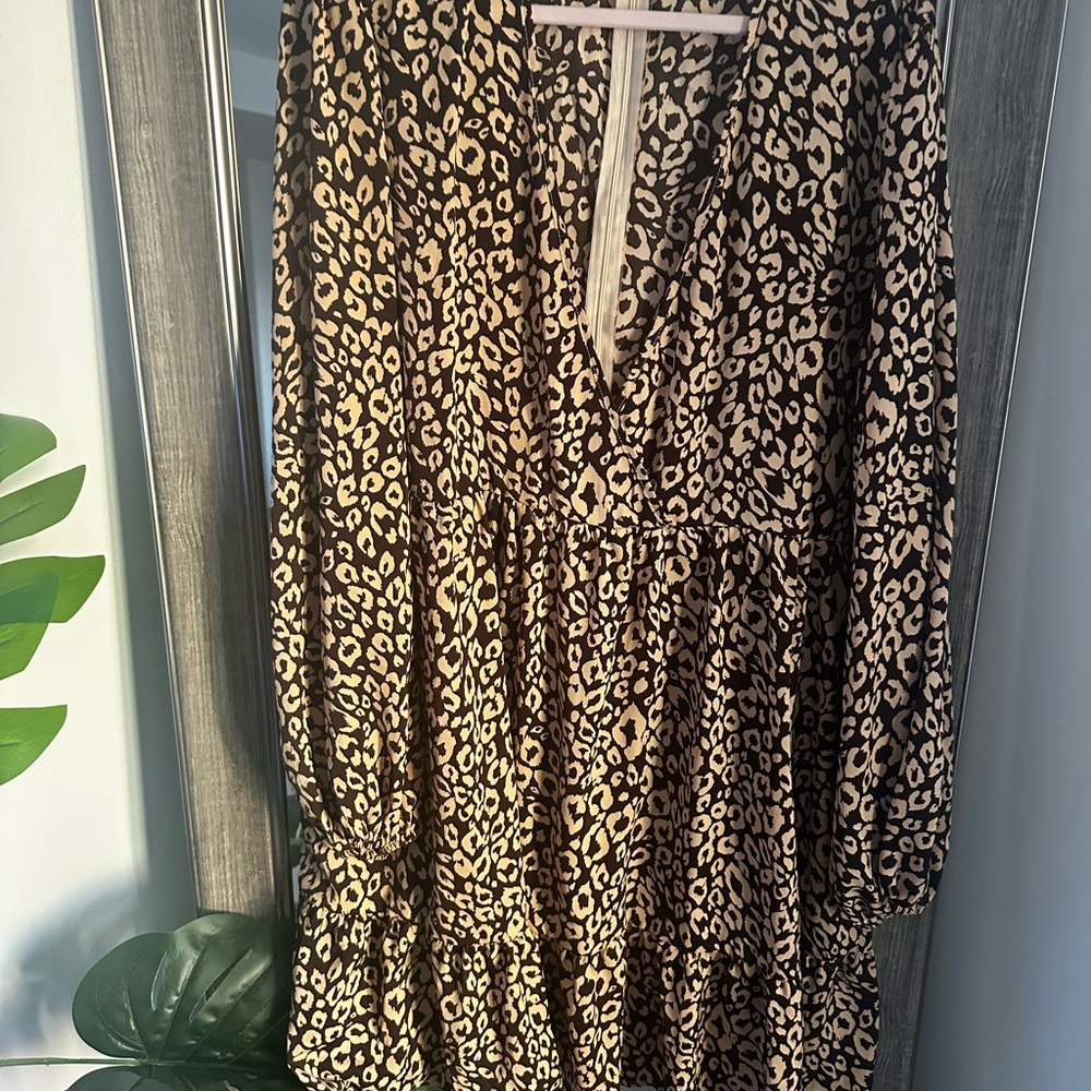 Leopard Print Long Sleeve Dress